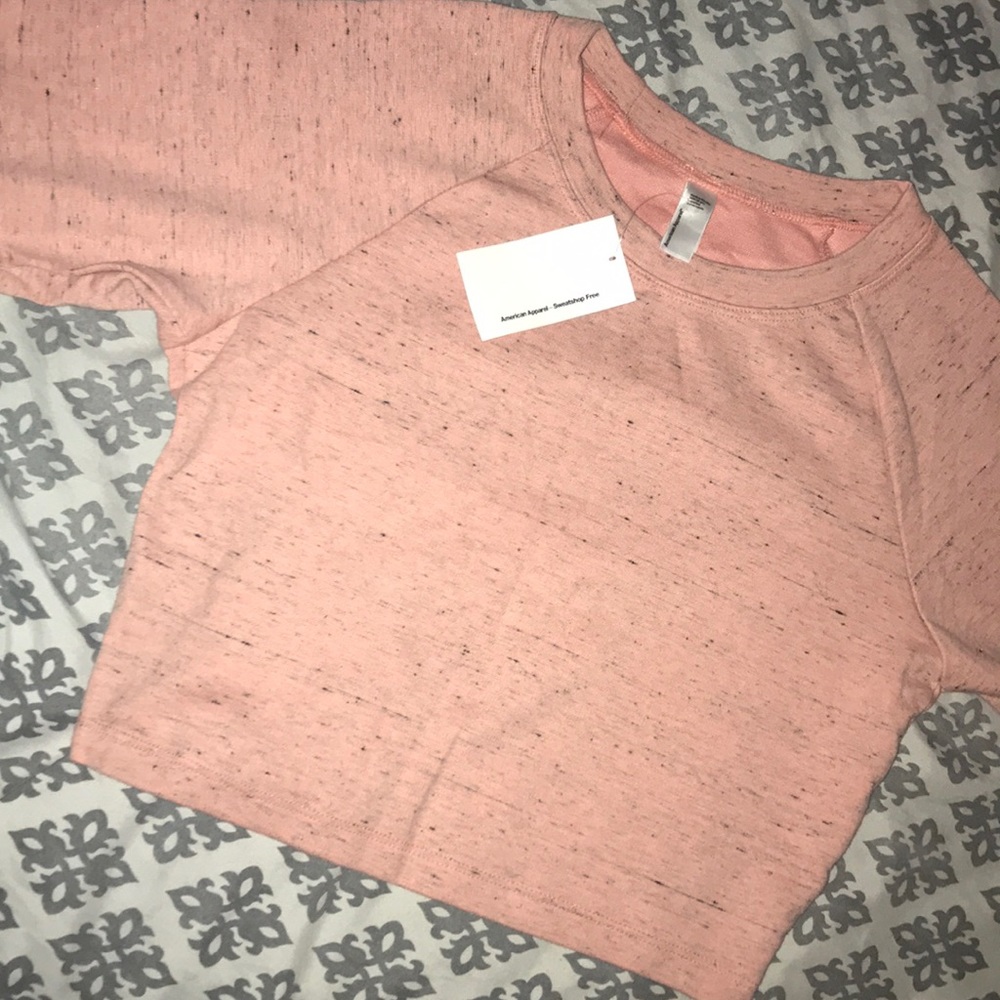 American Apparel Medium  Crop Sweater Speckle Pink